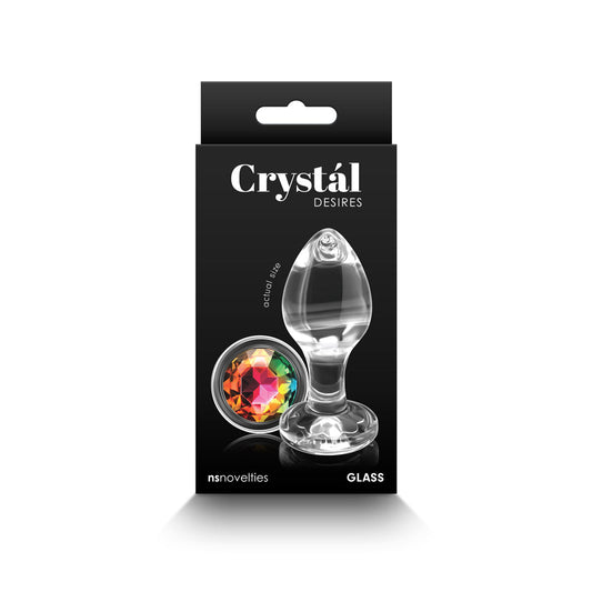 Crystal Desires Rainbow Gem Glass Plug Medium – Clear Glass Butt Plug