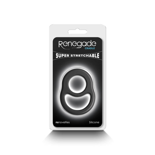 NS Novelties Renegade Cradle Ring – Black – Stretchy Silicone