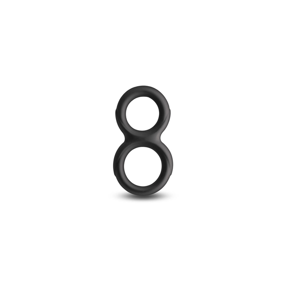 Renegade Twofold Dual Cock Ring - Black - Stretchy Silicone