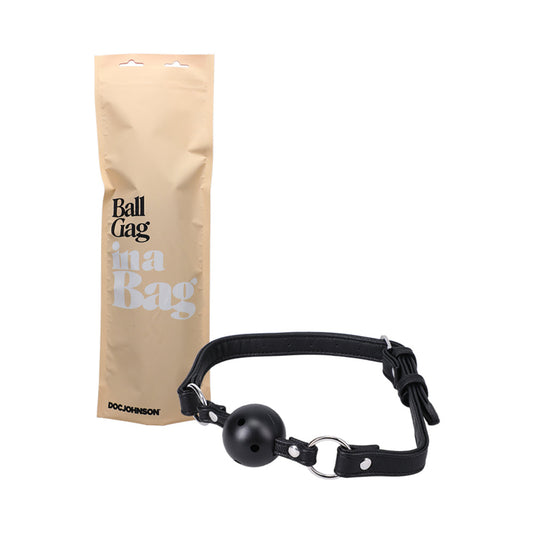 Doc Johnson Ball Gag In A Bag Faux Leather Breathable Gag - Black