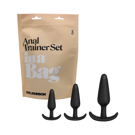 Doc Johnson Anal Plug Trainer Set – 3-Piece Silicone Black for Gradual Anal Training