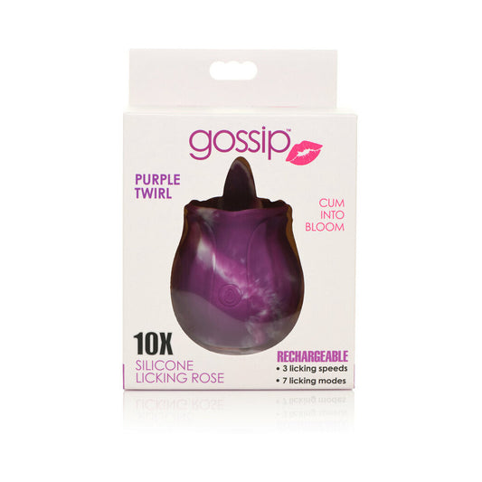 Curve Toys Gossip Cum Into Bloom Rechargeable Licking Vibrator – Purple Twirl