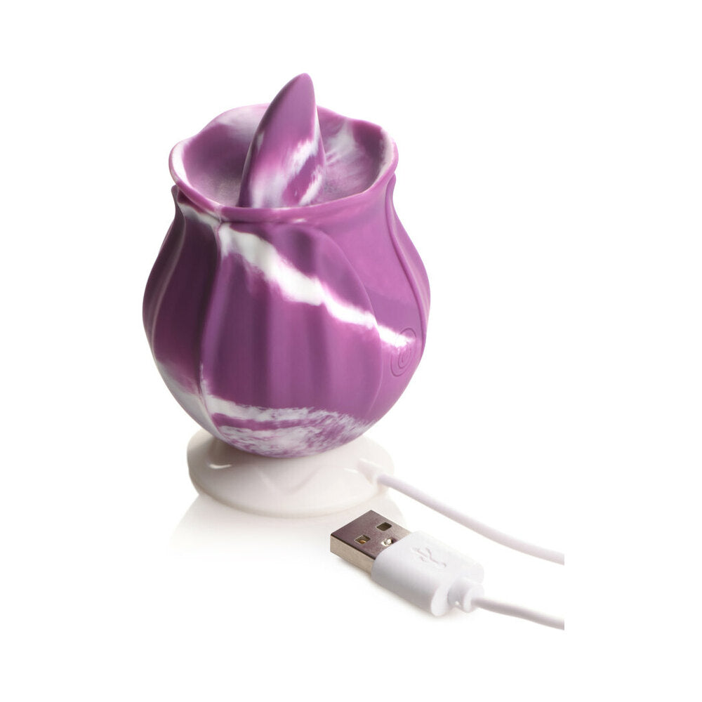 Curve Toys Gossip Cum Into Bloom Rechargeable Licking Vibrator – Purple Twirl