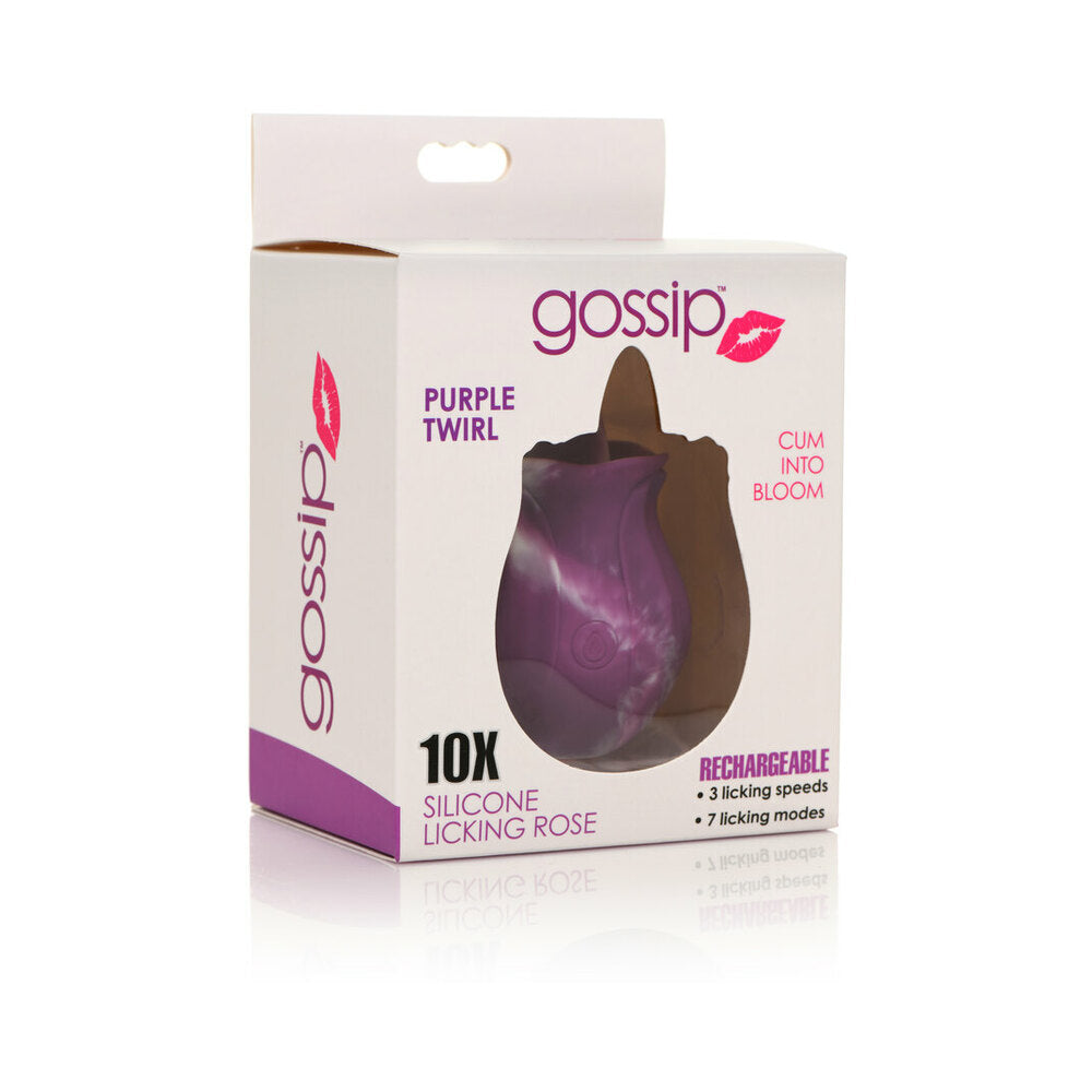 Curve Toys Gossip Cum Into Bloom Rechargeable Licking Vibrator – Purple Twirl