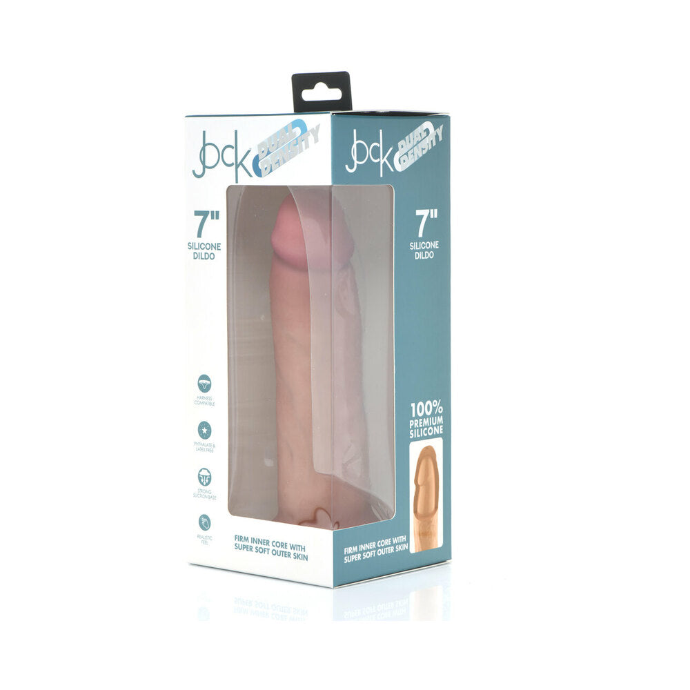 Curve Toys Jock Dual Density 7 in. Silicone Dildo with Suction Cup - Vanilla