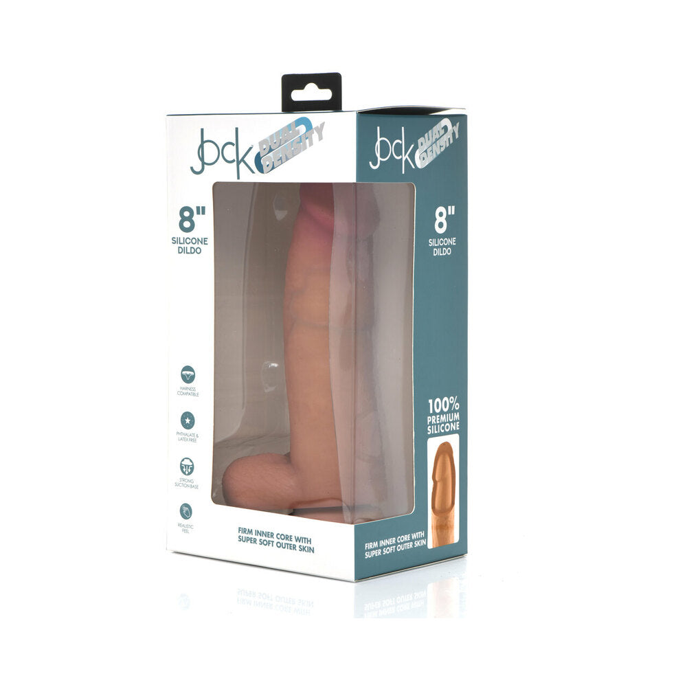 Curve Toys Jock Dual Density Silicone Dildo with Balls & Suction Cup – Vanilla