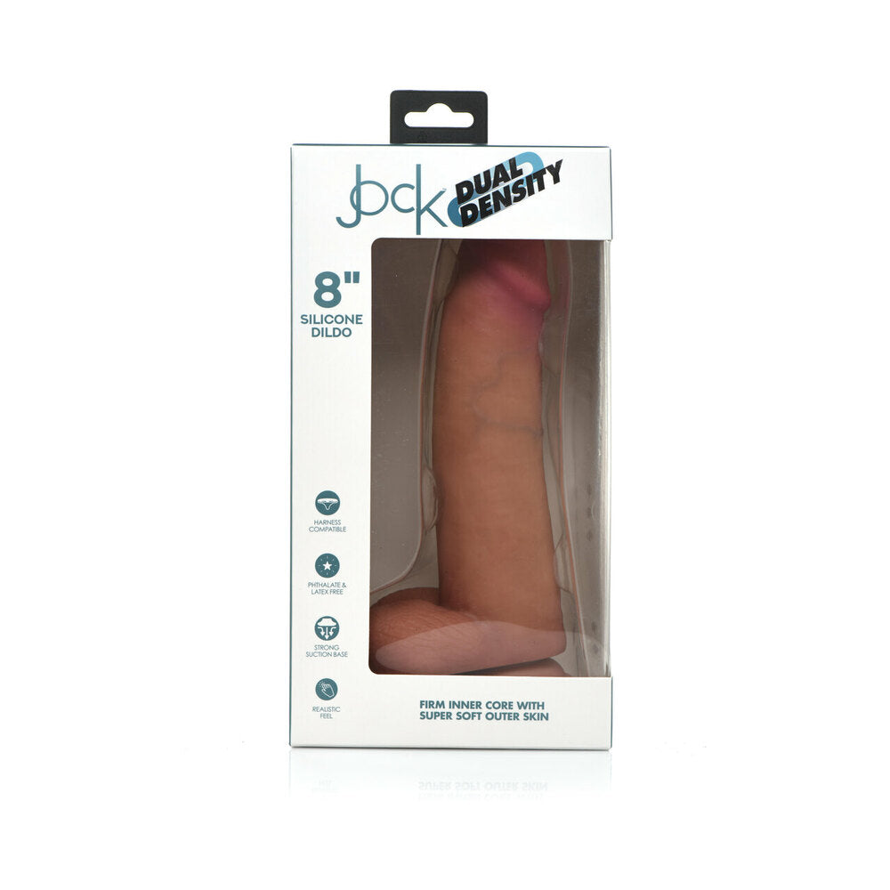 Curve Toys Jock Dual Density Silicone Dildo with Balls & Suction Cup – Vanilla