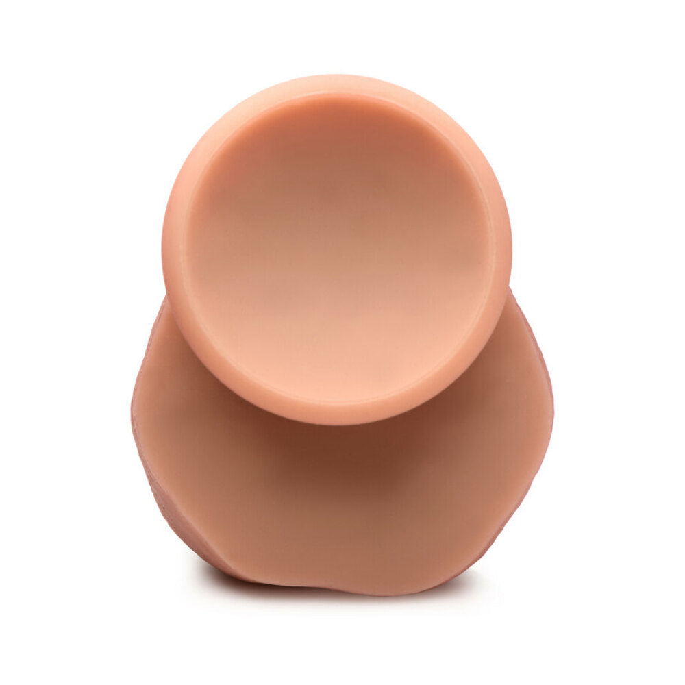 Curve Toys Jock Dual Density Silicone Dildo with Balls & Suction Cup – Vanilla