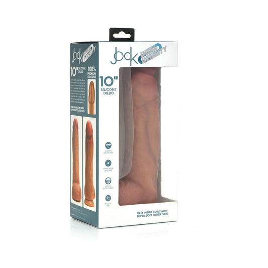 Curve Toys Jock Dual Density 10 in. Silicone Dildo with Suction Cup - Vanilla/Ivory/Beige