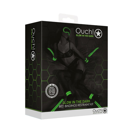 Ouch! Glow in the Dark Bed Bindings Restraint Kit – Neon Green