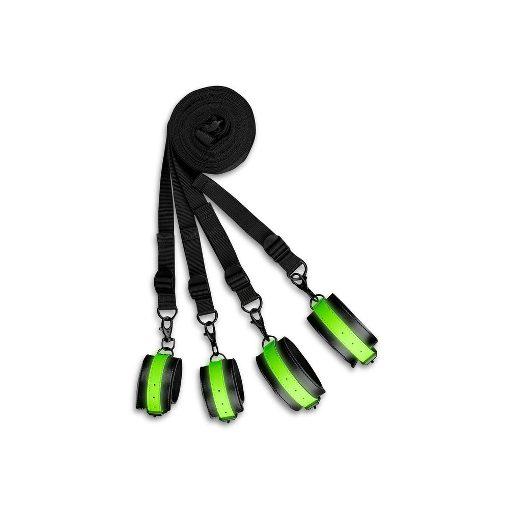 Ouch! Glow in the Dark Bed Bindings Restraint Kit – Neon Green