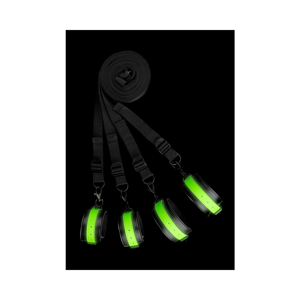 Ouch! Glow in the Dark Bed Bindings Restraint Kit – Neon Green