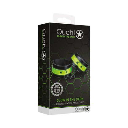 Ouch! Glow in the Dark Bonded Leather Handcuffs – Neon Green