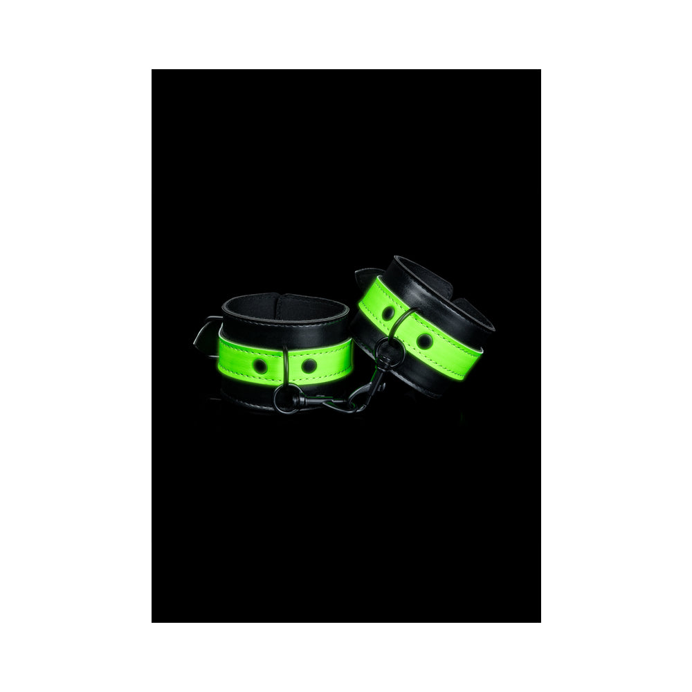 Ouch! Glow in the Dark Bonded Leather Handcuffs – Neon Green