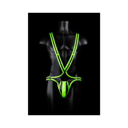 Ouch! Glow in the Dark Bonded Leather Full-Body Harness – Neon Green L/XL