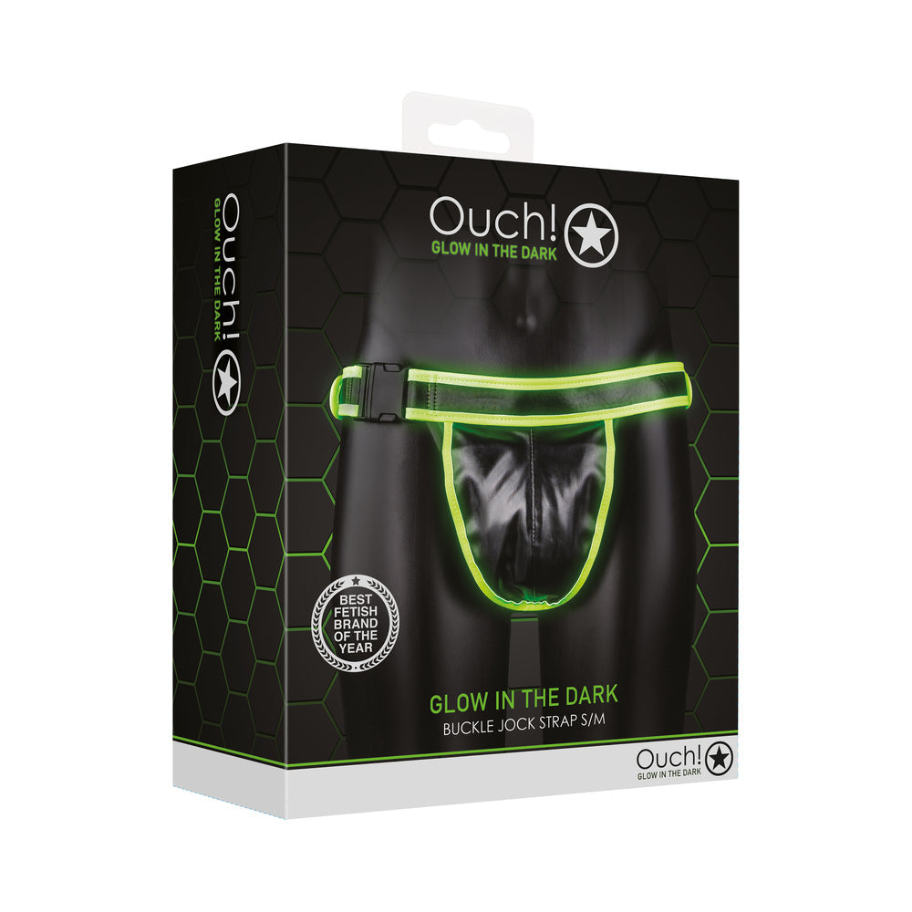Ouch! Glow in the Dark Buckle Jock Strap – Neon Green – S/M