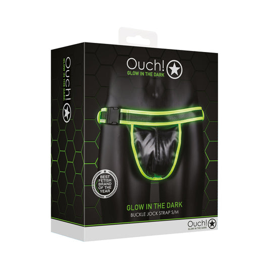 Ouch! Glow in the Dark Buckle Jock Strap – Neon Green – S/M