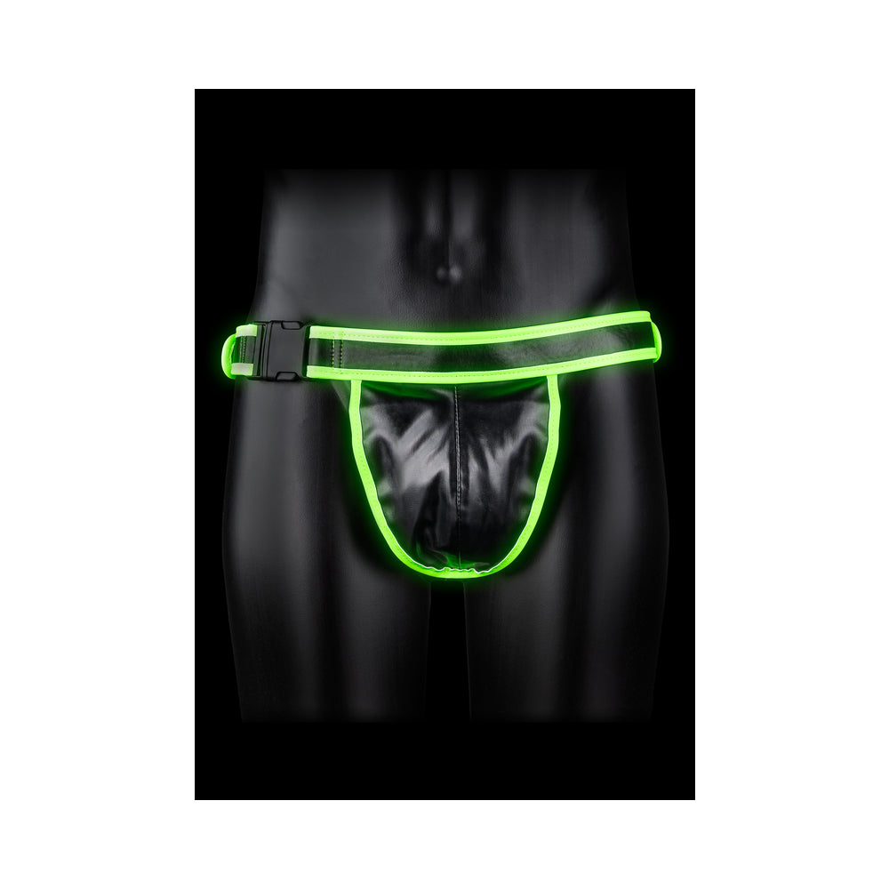 Ouch! Glow in the Dark Buckle Jock Strap – Neon Green – S/M