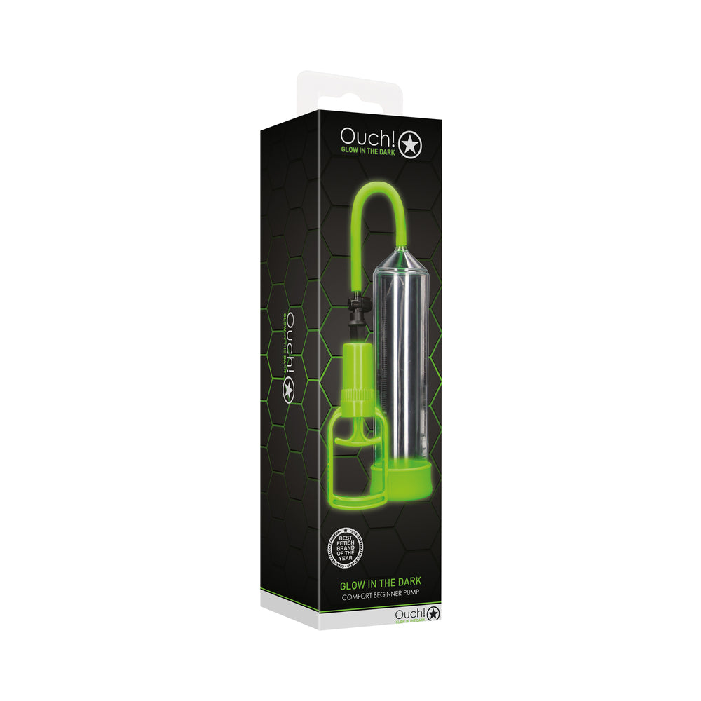 Ouch! Glow in the Dark Comfort Beginner Penis Pump – Neon Green