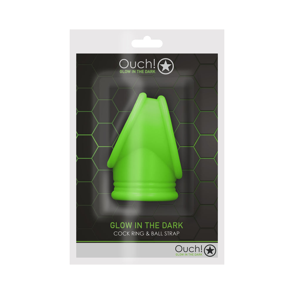 Ouch! Glow in the Dark Cockring & Ball Sling – Neon Green