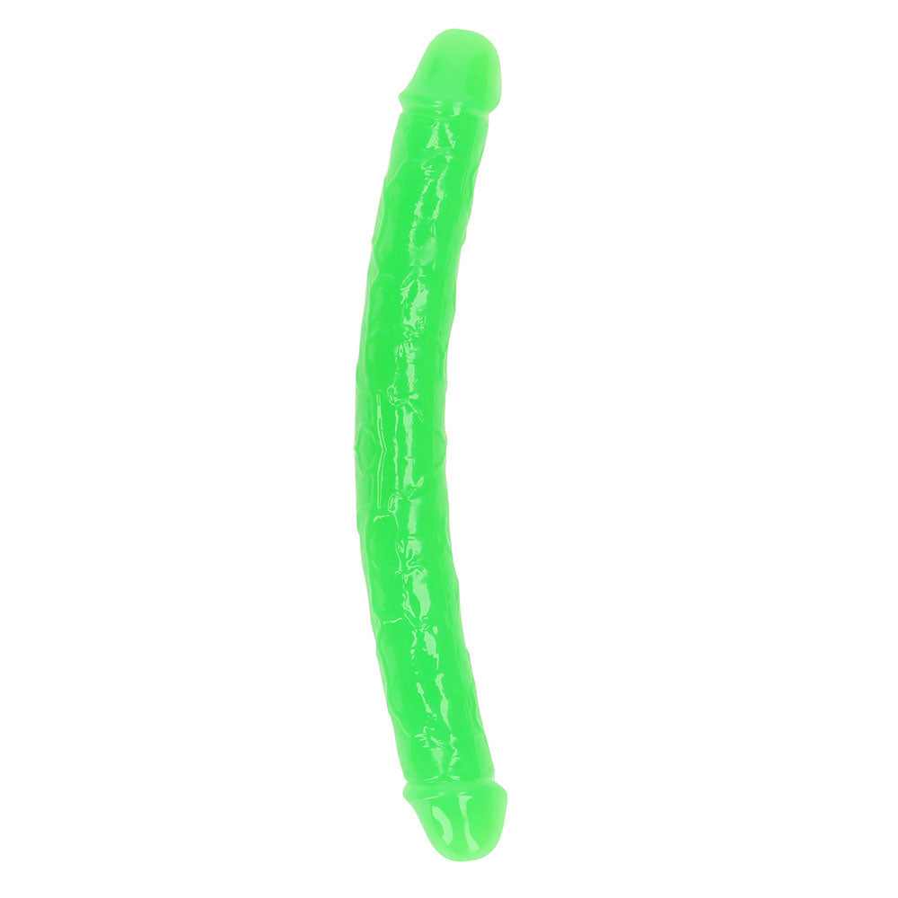 RealRock Glow in the Dark Double Dong 12 in. Dual-Ended Dildo – Neon Green