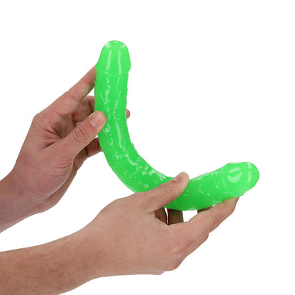 RealRock Glow in the Dark Double Dong 12 in. Dual-Ended Dildo – Neon Green