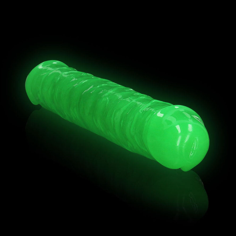 RealRock Glow in the Dark Double Dong 12 in. Dual-Ended Dildo – Neon Green