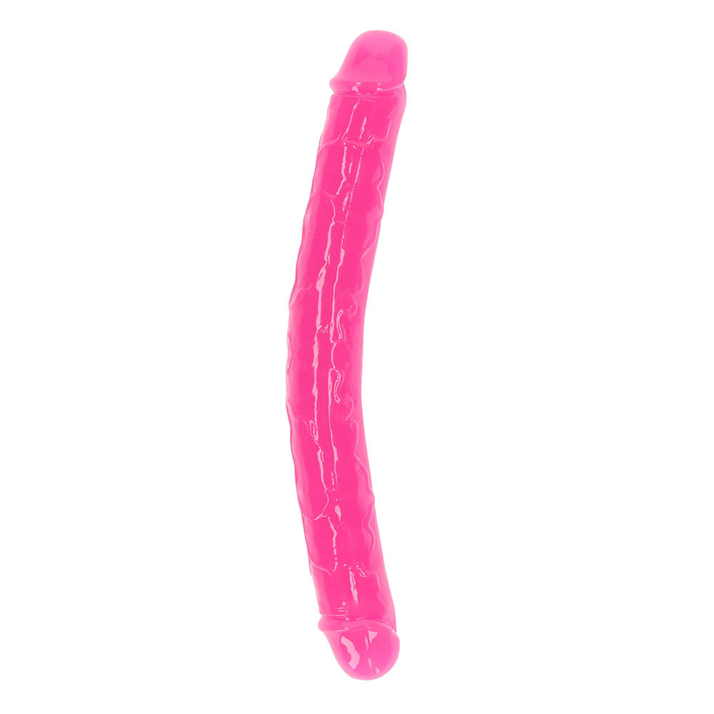 RealRock Glow in the Dark Double Dong 12 in. Dual-Ended Dildo – Neon Pink