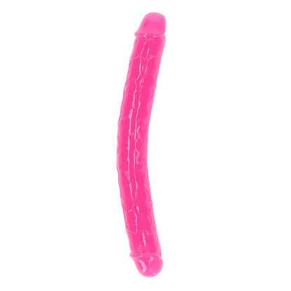 RealRock Glow in the Dark Double Dong 12 in. Dual-Ended Dildo – Neon Pink