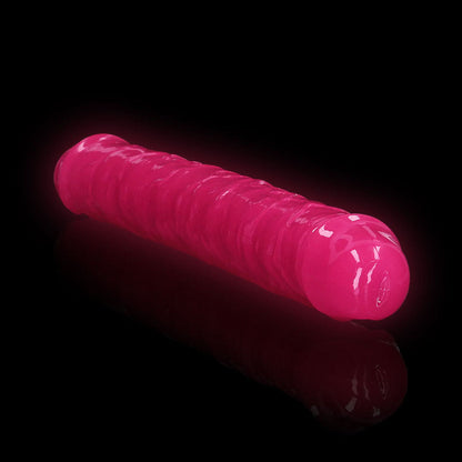 RealRock Glow in the Dark Double Dong 12 in. Dual-Ended Dildo – Neon Pink