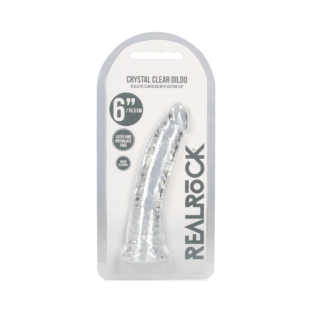 RealRock Crystal Clear Slim Dildo – Clear – 6 in. Insertable Length