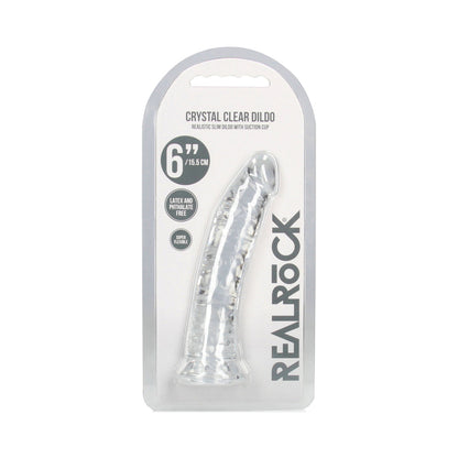 RealRock Crystal Clear Slim Dildo – Clear – 6 in. Insertable Length