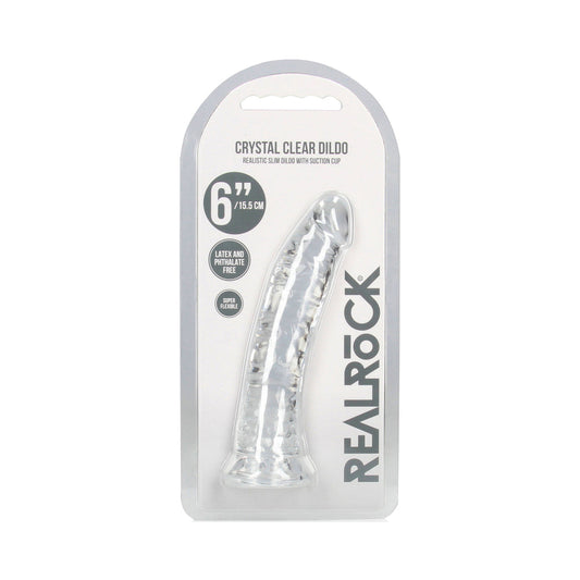 RealRock Crystal Clear Slim Dildo – Clear – 6 in. Insertable Length