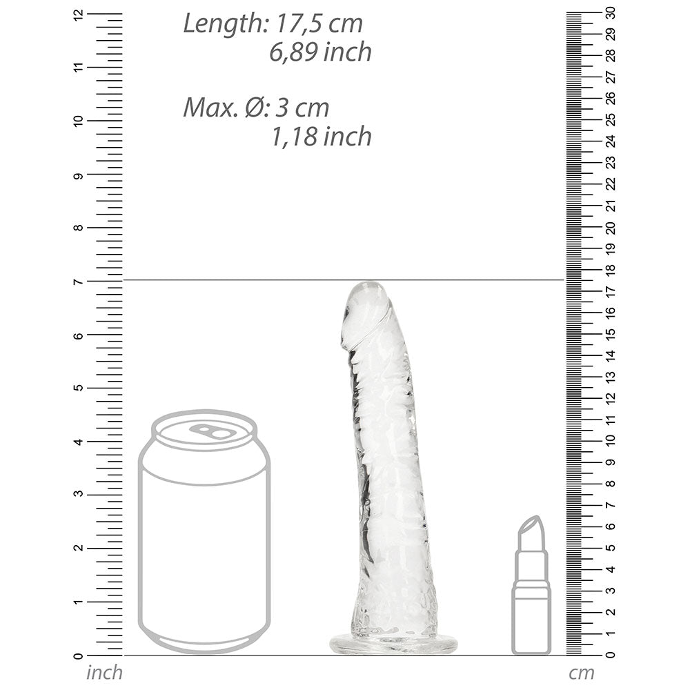 RealRock Crystal Clear Slim Dildo – Clear – 6 in. Insertable Length