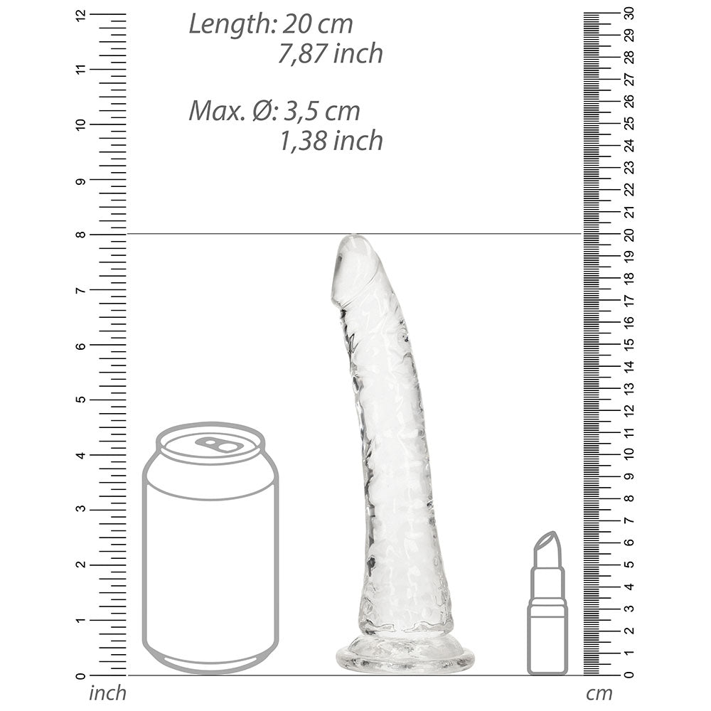 RealRock Crystal Clear Slim 7 in. Dildo – Clear – Waterproof
