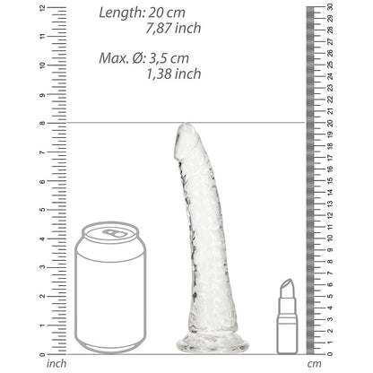 RealRock Crystal Clear Slim 7 in. Dildo – Clear – Waterproof