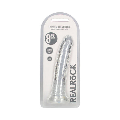 RealRock Crystal Clear Slim 8 in. Dildo – Clear – Body-Safe Design