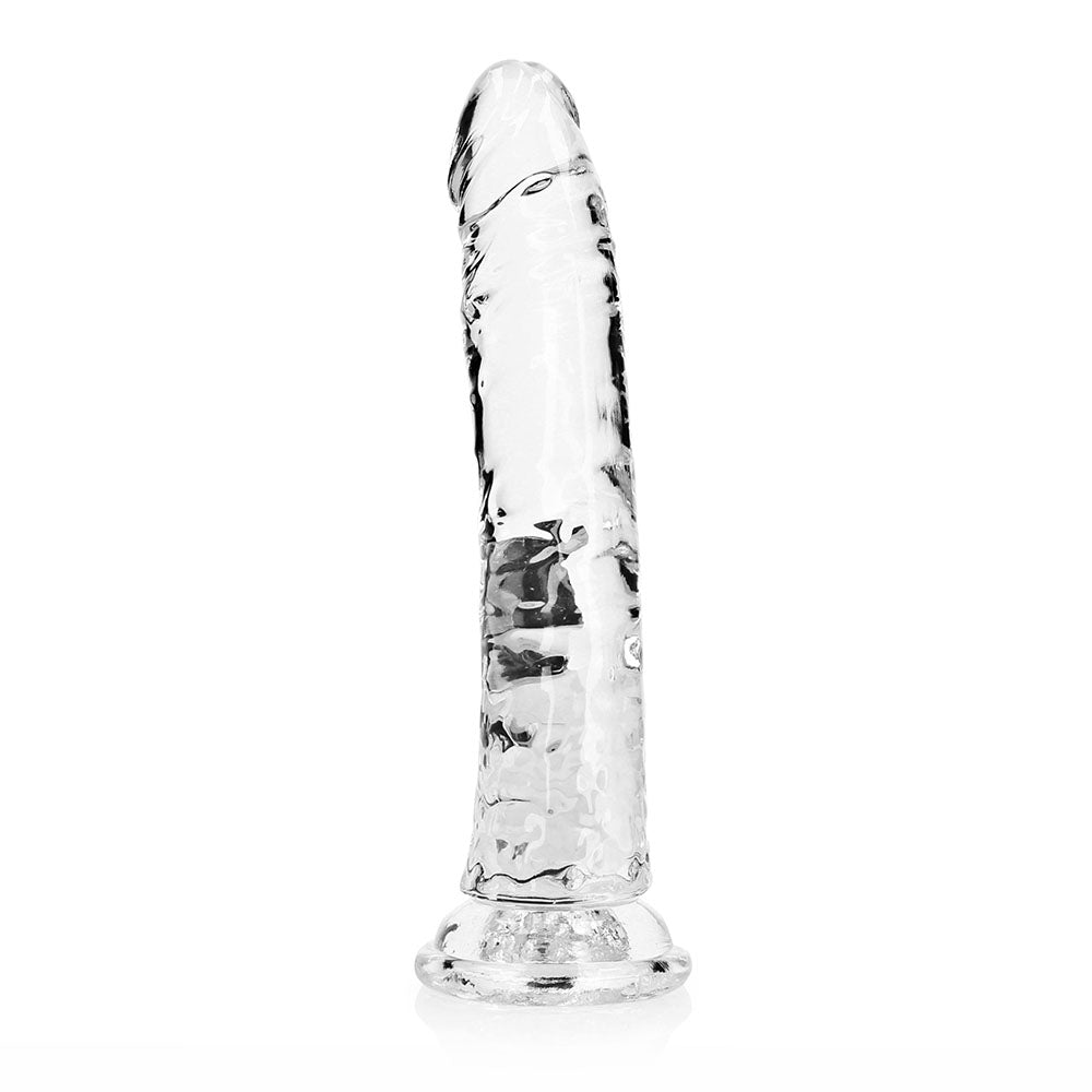 RealRock Crystal Clear Slim 8 in. Dildo – Clear – Body-Safe Design