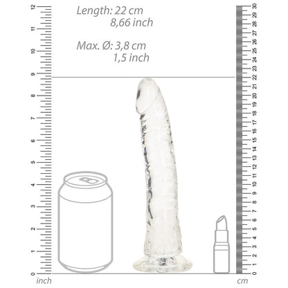 RealRock Crystal Clear Slim 8 in. Dildo – Clear – Body-Safe Design