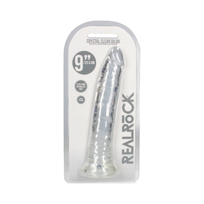RealRock Crystal Clear Slim 9 in. Dildo – Clear – Phthalate-Free