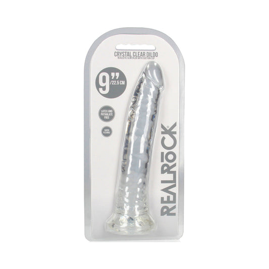 RealRock Crystal Clear Slim 9 in. Dildo – Clear – Phthalate-Free
