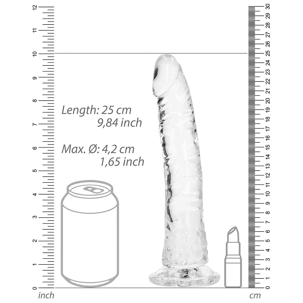 RealRock Crystal Clear Slim 9 in. Dildo – Clear – Phthalate-Free