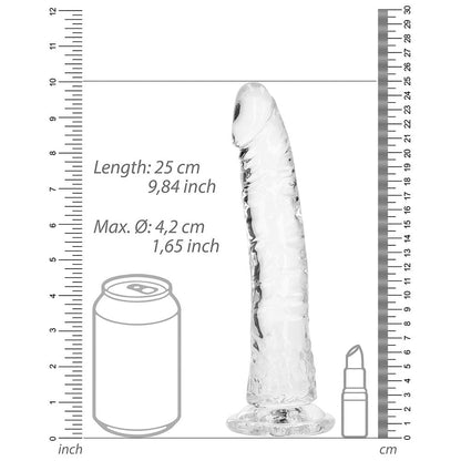 RealRock Crystal Clear Slim 9 in. Dildo – Clear – Phthalate-Free