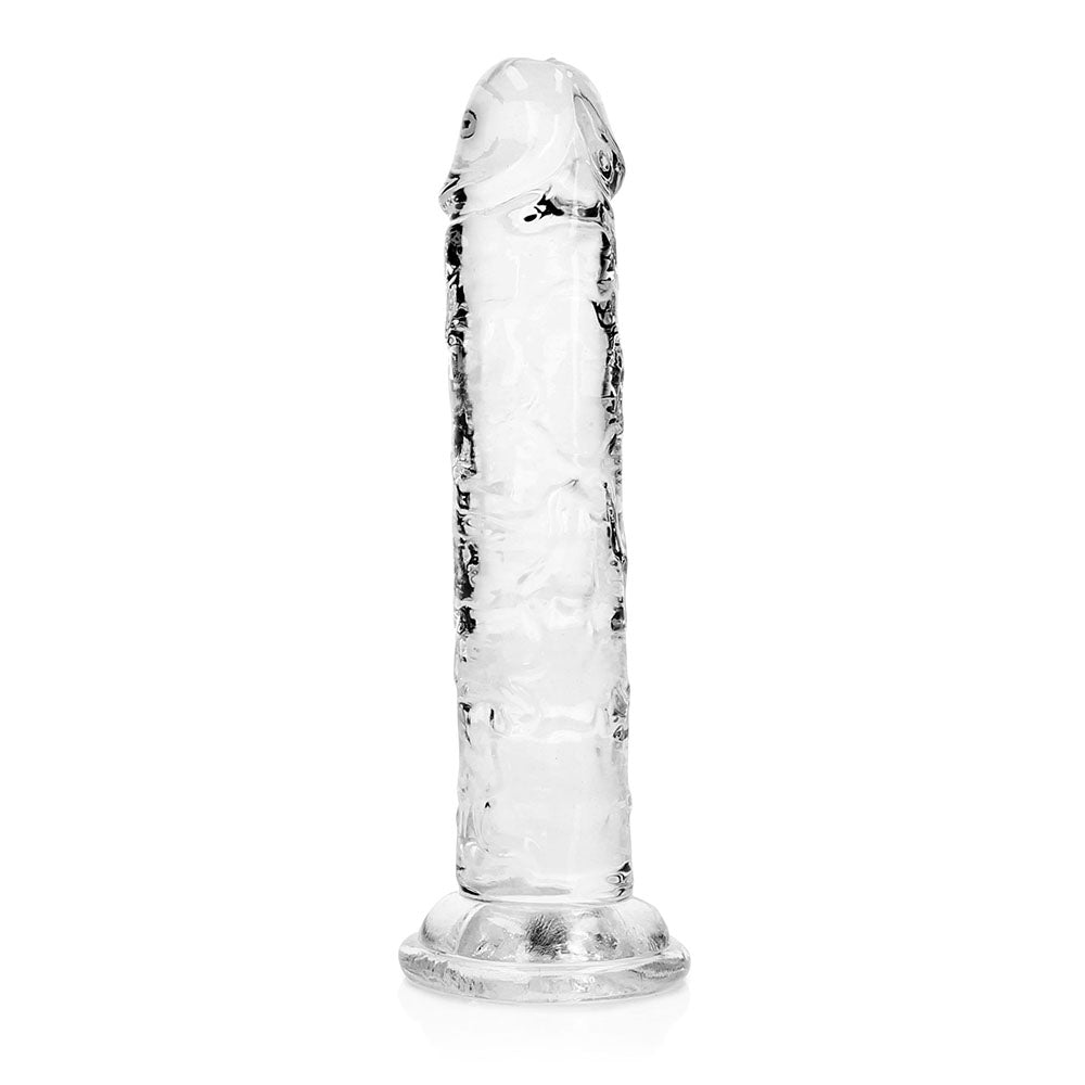 RealRock Crystal Clear Straight 6 in. Dildo – Clear, 6.1 in. with Suction Base