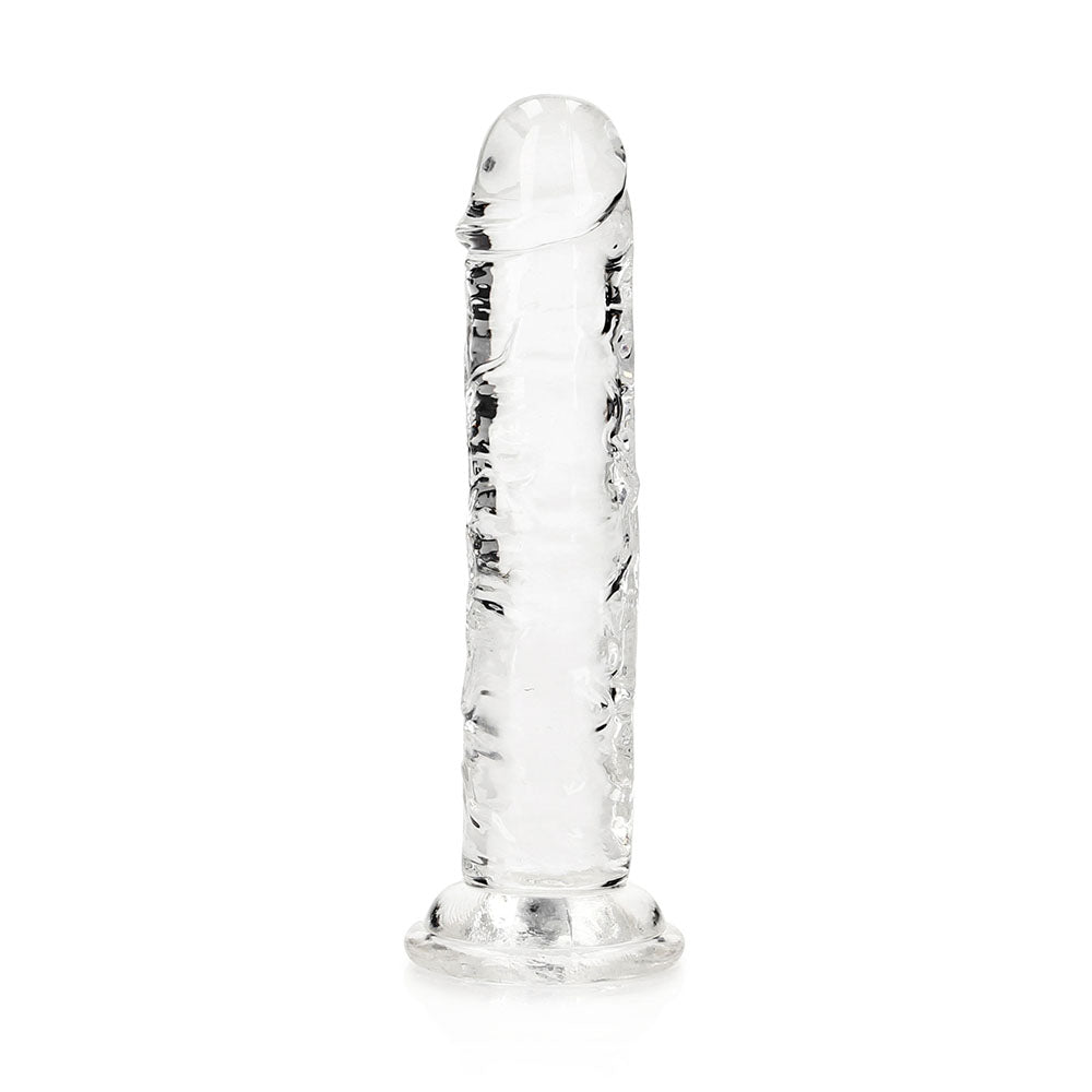 RealRock Crystal Clear Straight 6 in. Dildo – Clear, 6.1 in. with Suction Base