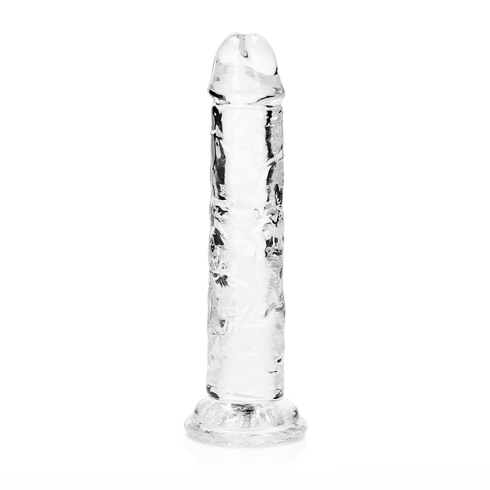 RealRock Crystal Clear Straight 6 in. Dildo – Clear, 6.1 in. with Suction Base
