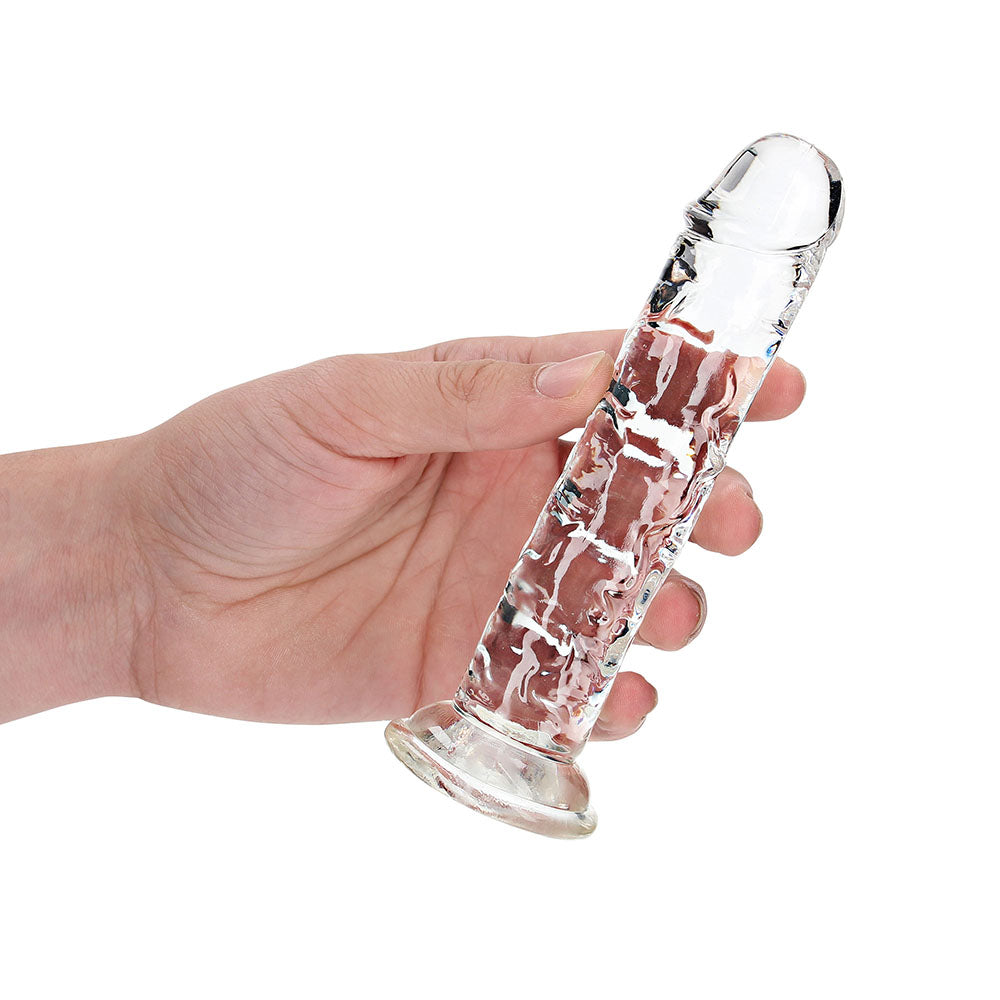 RealRock Crystal Clear Straight 6 in. Dildo – Clear, 6.1 in. with Suction Base