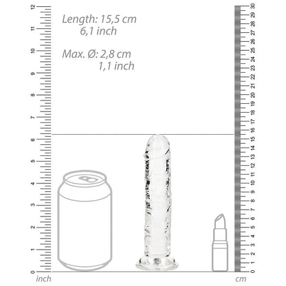 RealRock Crystal Clear Straight 6 in. Dildo – Clear, 6.1 in. with Suction Base