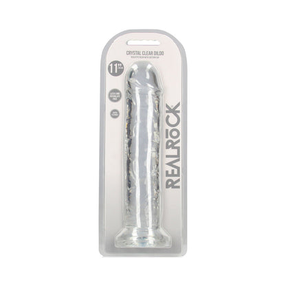 RealRock Crystal Clear Straight Dildo 11 in. with Suction Base - Clear