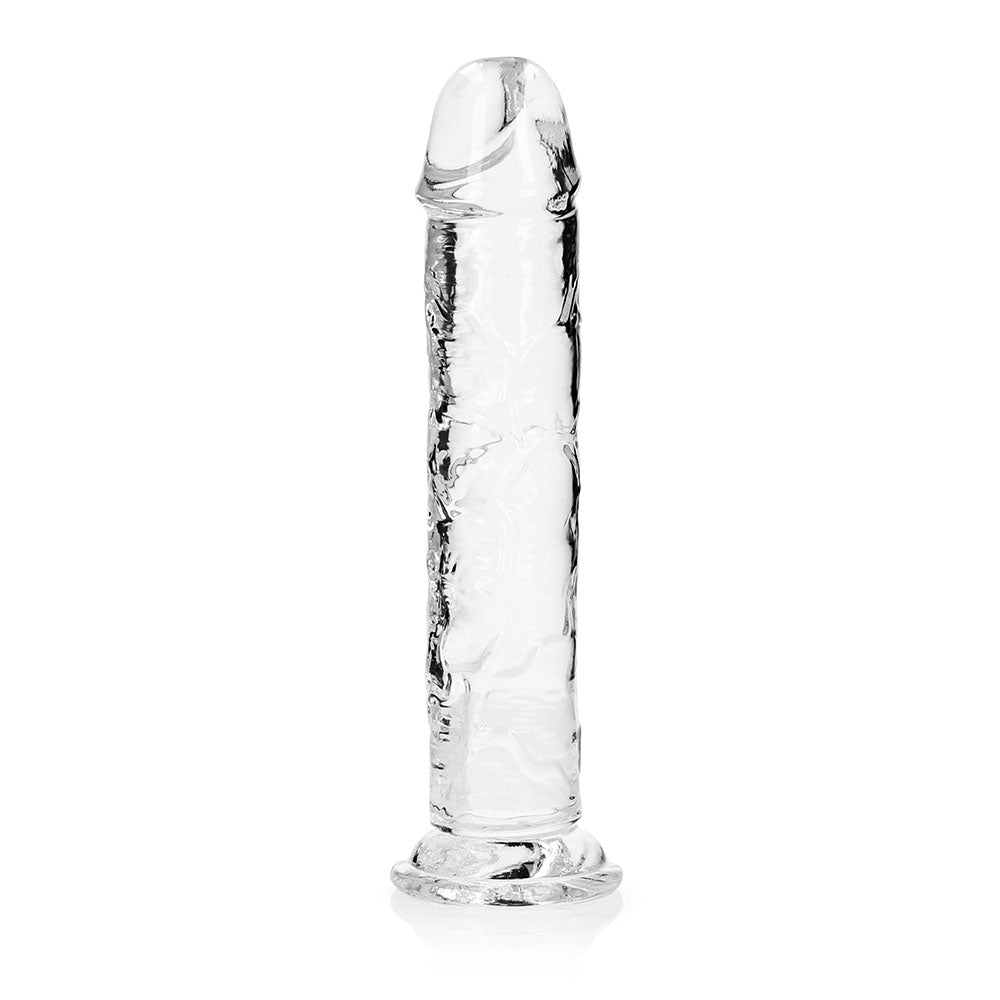 RealRock Crystal Clear Straight Dildo 11 in. with Suction Base - Clear